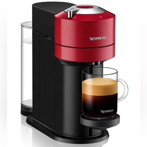 Espresso Vertuo Cherry Red Coffee Brewer; brews 5oz, 8oz, 12oz & carafe, 18 oz.